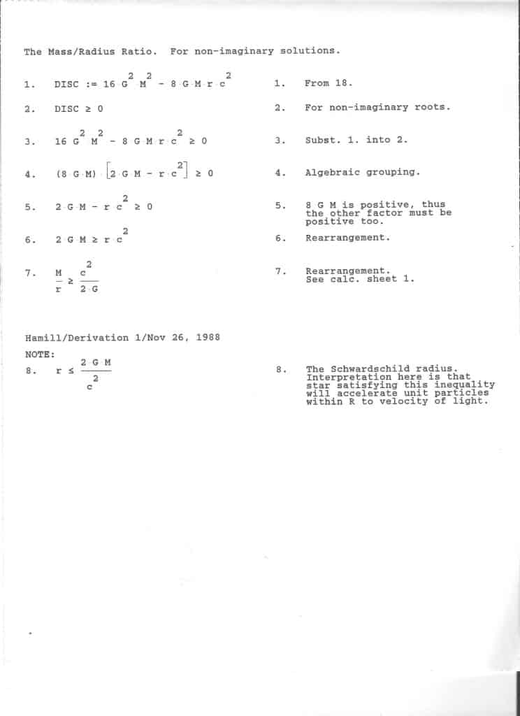 Black Hole Derivation