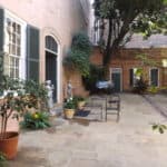 Courtyard behind houses in the old quarter providing quiet for writing