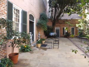 Courtyard behind houses in the old quarter providing quiet for writing