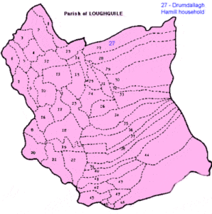 Loughguile  Parish, on Antrim slopes was the Hamills parish