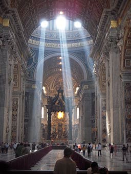 Crepescular rays inside St. Peter's Basilica