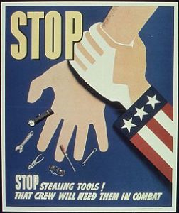 Uncle Sam grasping the wrist of a thief