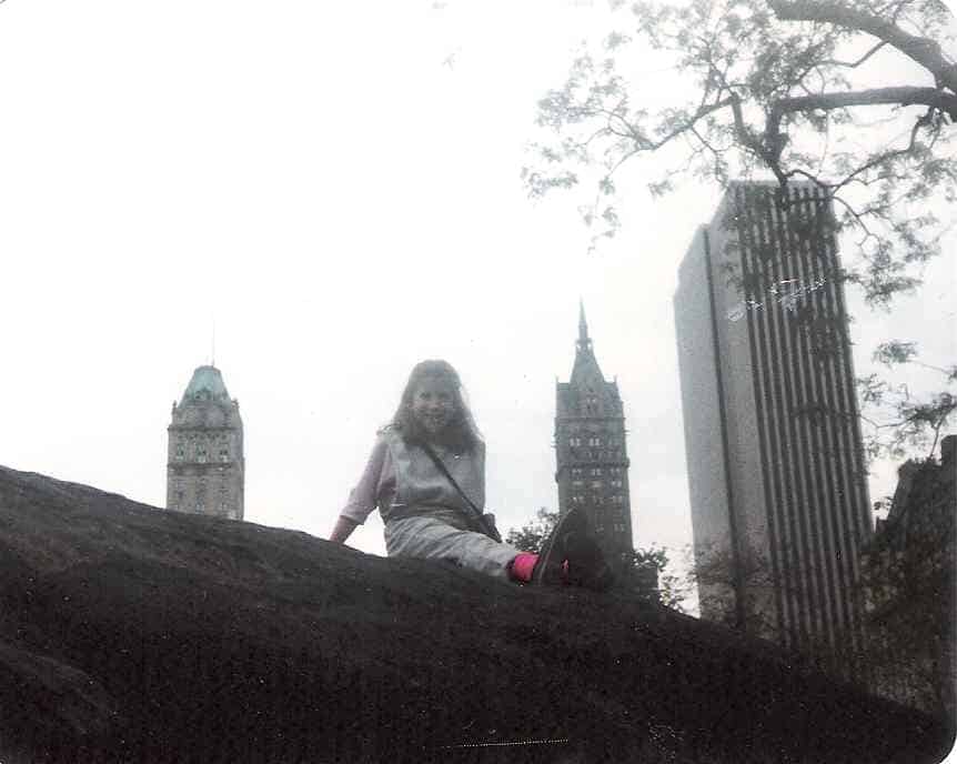 Carol on a schist rock in Central Park