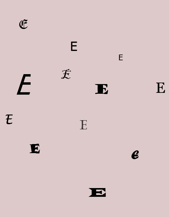 Many Es in different fonts
