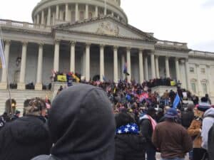 Insurrectionists storming the Capitol in an attempt to stop the certification of Joe Biden's election