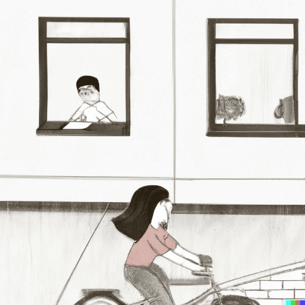Image of Girl Bike Riding and Boy Studying in School